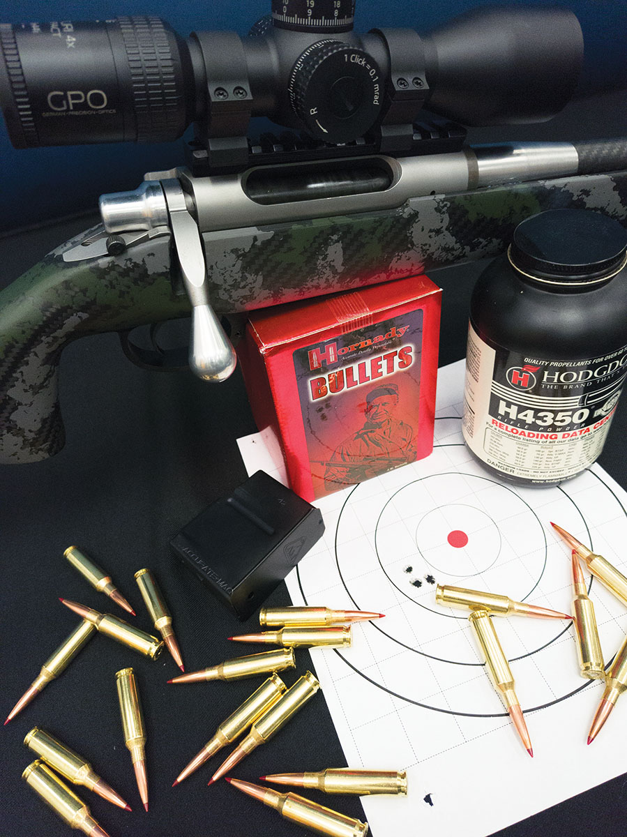 Hodgdon H-4350 powder proved to be an  excellent choice, providing exceptional accuracy and good velocities across the board. This  paper was punched using the 134-grain Hornady ELD-M bullet, which when paired with a good powder, proved more than match accurate for NRL or PRS competition.